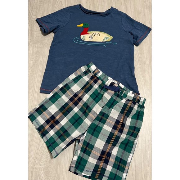 Mud Pie 4T/5T NWOT Mallard Duck appliqué shorts set blue green - Picture 1 of 3
